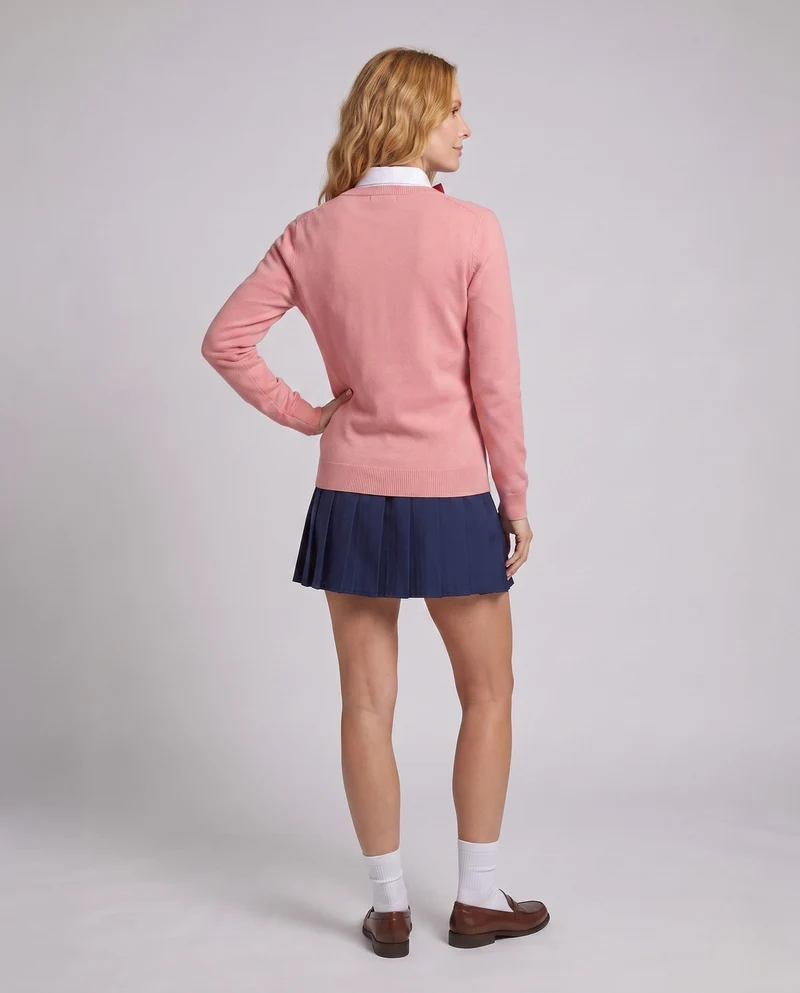 Damen Schuluniformkostümset mit Plissee-Rock, Pullover und Accessoires Drune