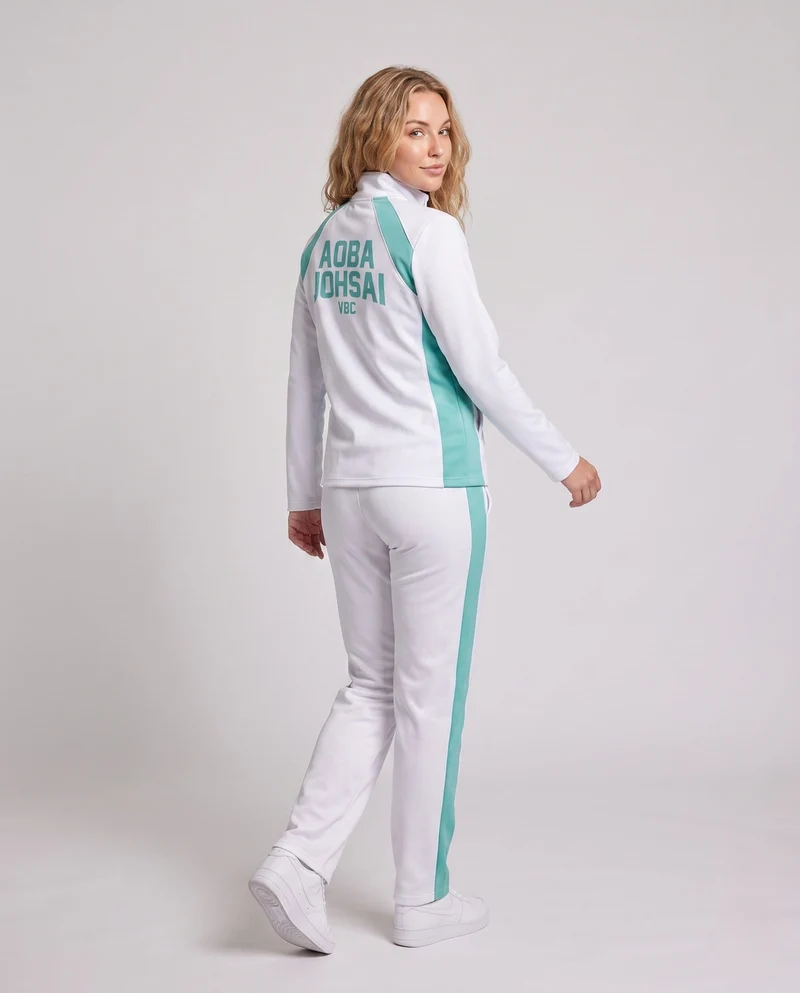 Damen Sportanzug mit kontrastierenden Einsätzen und hohem Kragen Drune