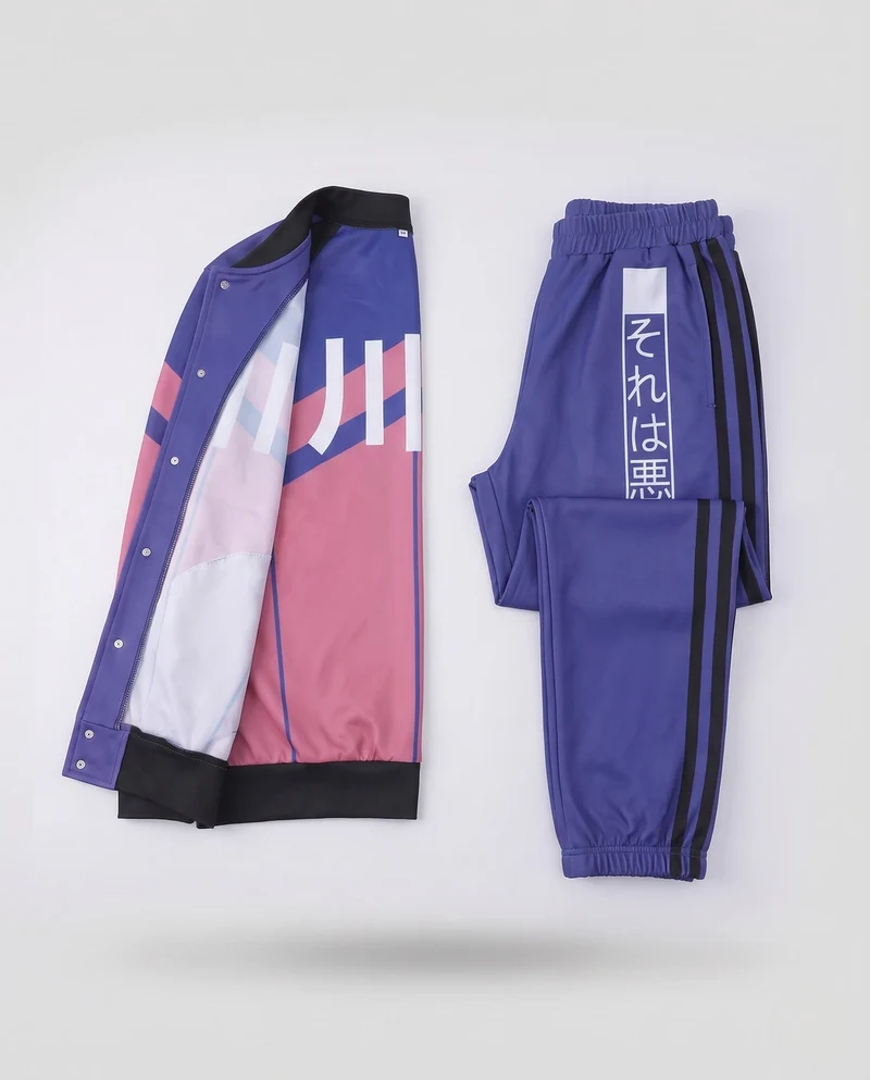 Damen Sportliches Jacken- und T-Shirt-Set mit kontrastierenden Details Drune