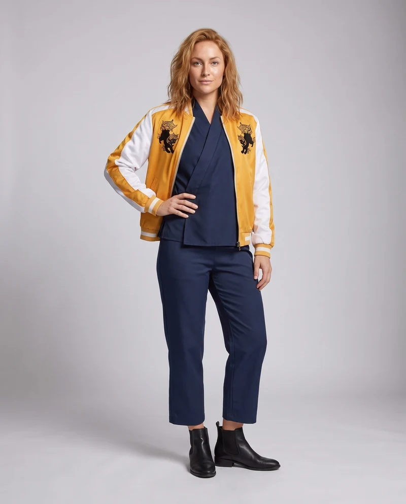 Damen stylische Bomberjacke mit gesticktem Design Drune