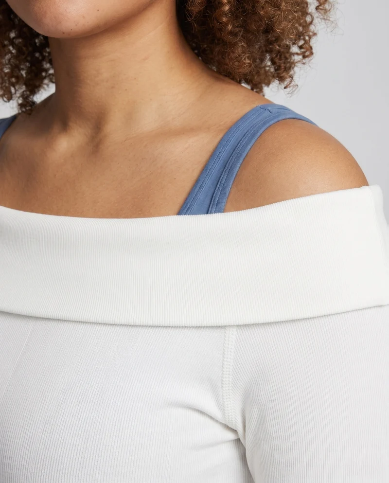 Damen trendy Freizeitoberteil mit Schulterfreiem Design und auffälligem Druck Drune