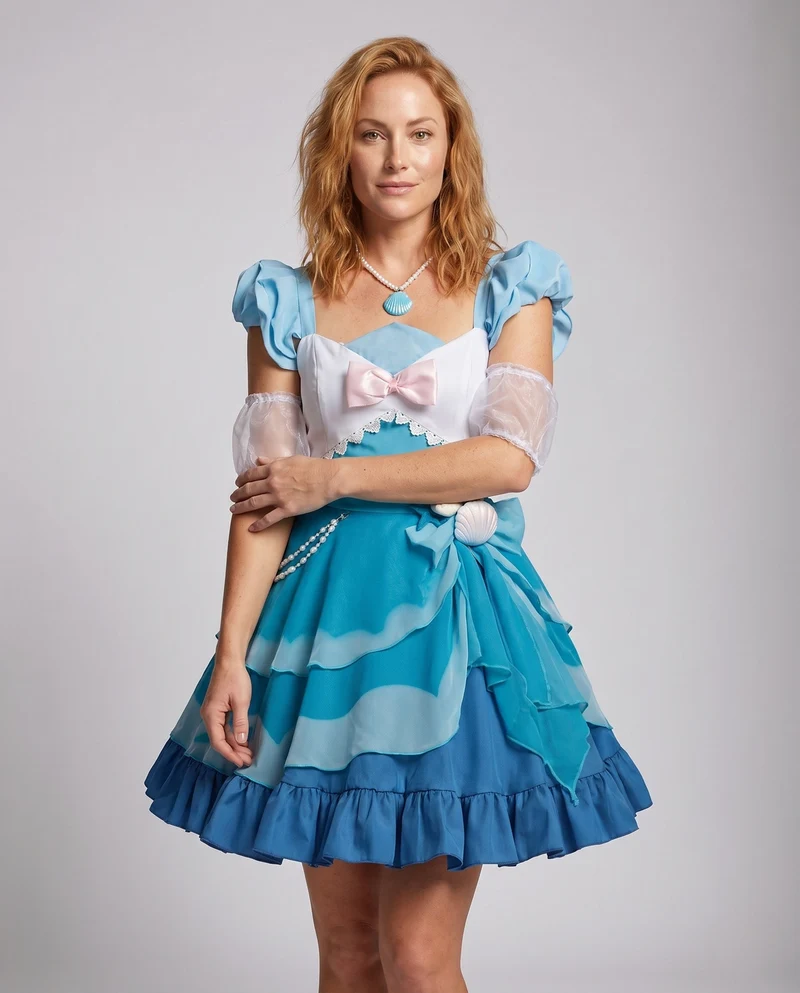 Damen verspieltes Cosplay-Kleid mit Rüschendetails und Accessoires Drune