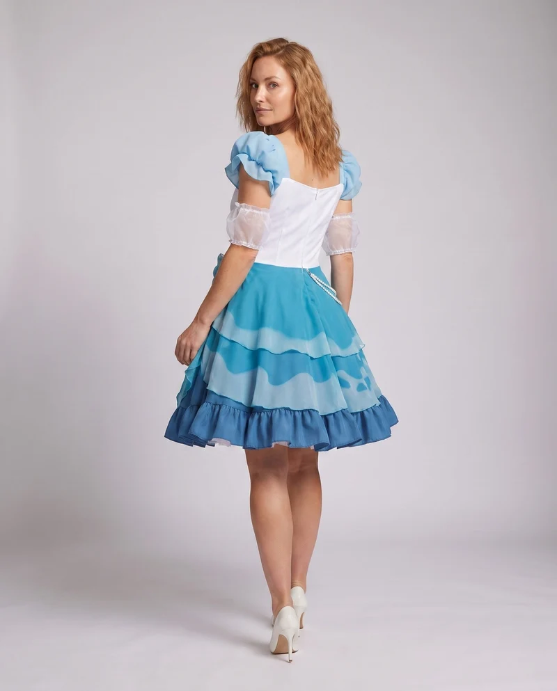 Damen verspieltes Cosplay-Kleid mit Rüschendetails und Accessoires Drune