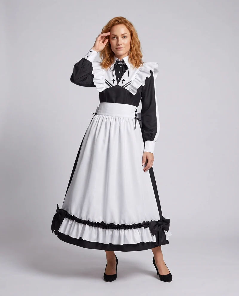 Damen viktorianisches Kostüm mit Rüschendetails und elegantem Schnürdesign Drune