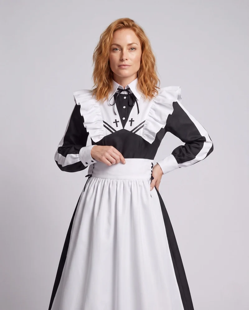 Damen viktorianisches Kostüm mit Rüschendetails und elegantem Schnürdesign Drune