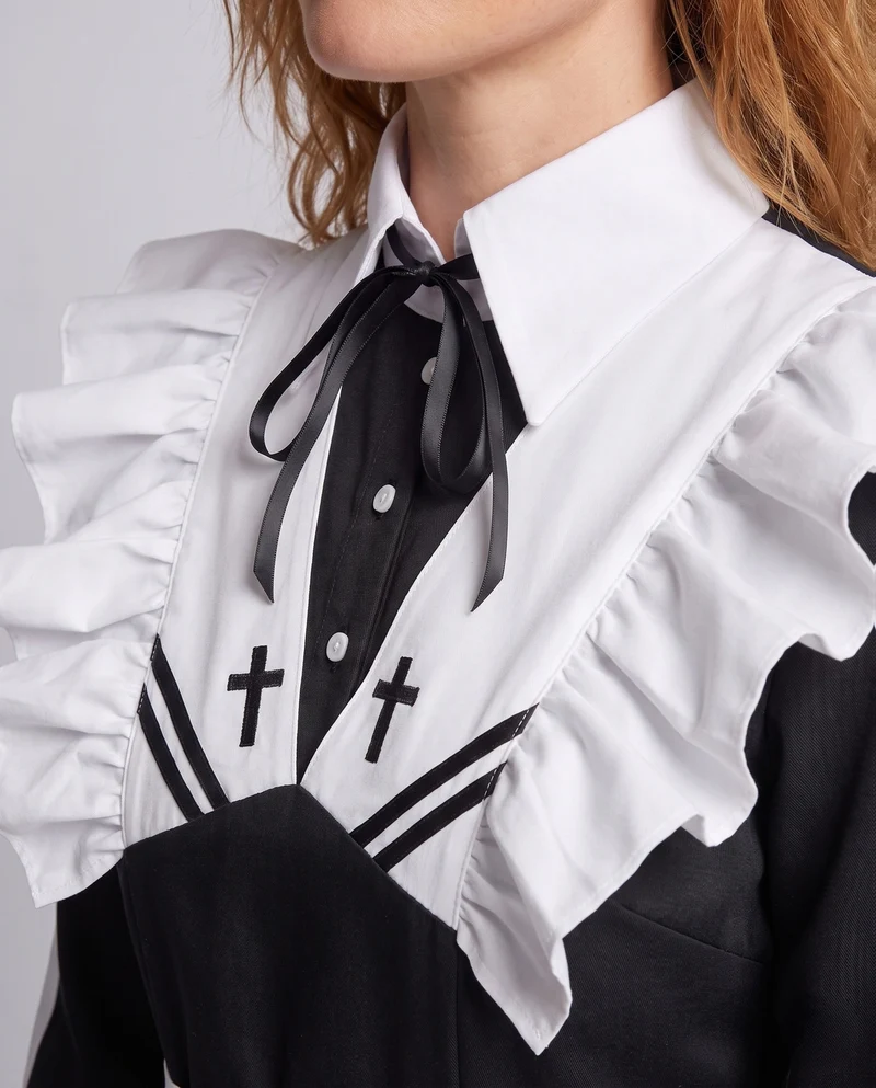 Damen viktorianisches Kostüm mit Rüschendetails und elegantem Schnürdesign Drune