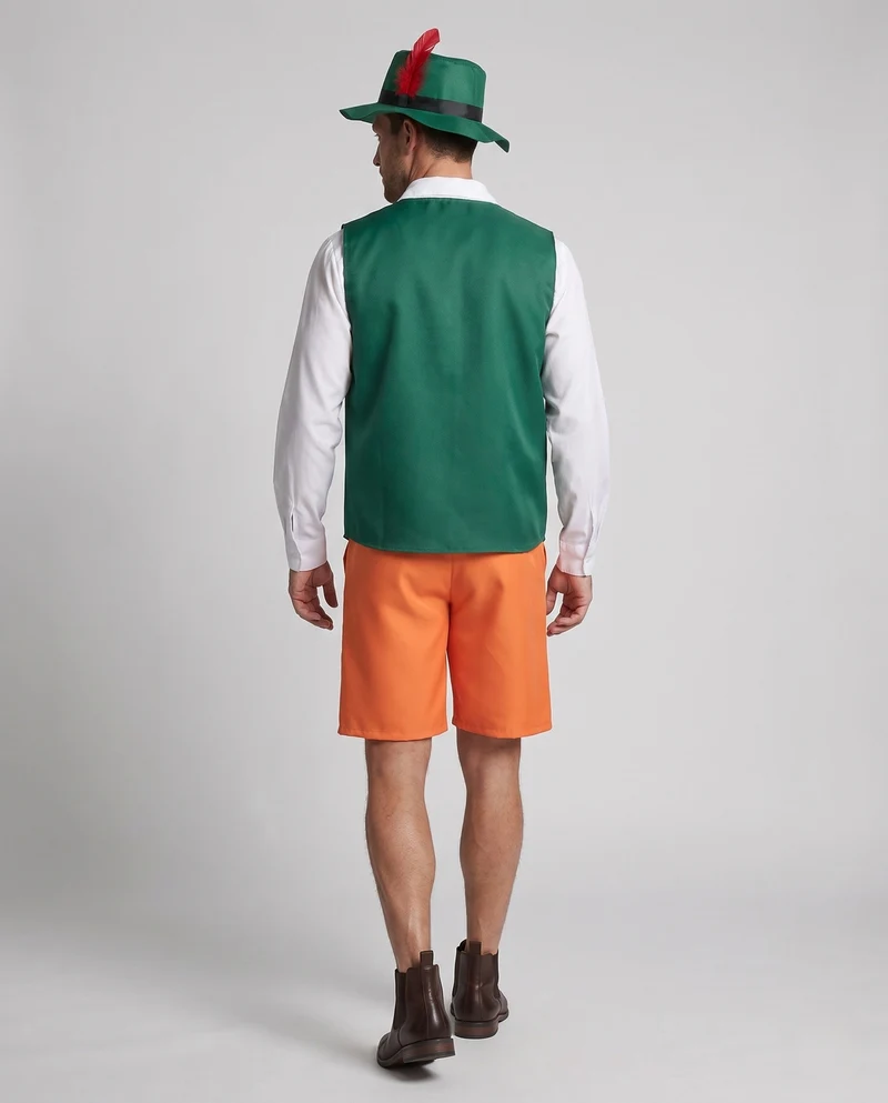 Herren Oktoberfest-Kostüm-Set mit schickem Hut, Weste, Bluse und Latzhose Drune