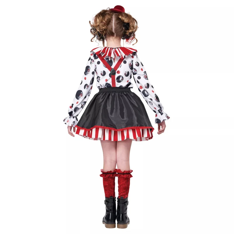 Mädchen Clown-Kostüm mit gestreiftem Overall und lustigen Accessoires Drune