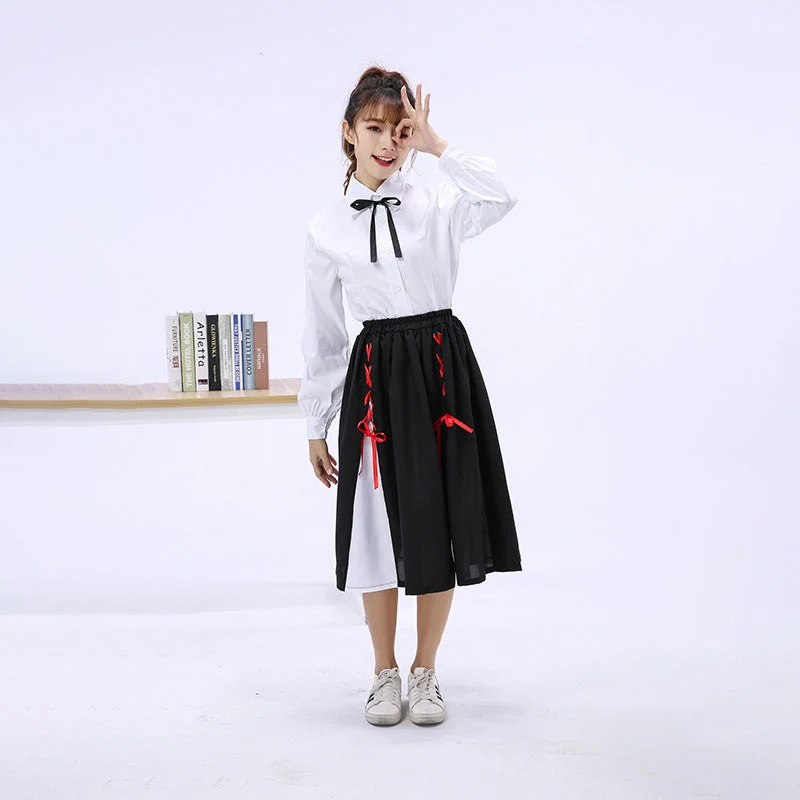 Mädchen Elegante Bluse mit gerafftem Rock und Schleifendetails Drune