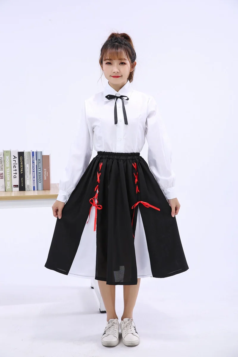 Mädchen Elegante Bluse mit gerafftem Rock und Schleifendetails Drune
