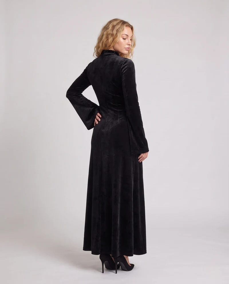 Damen Abendkleid mit Spitzenuntersetzung und tiefem Schlitz Drune