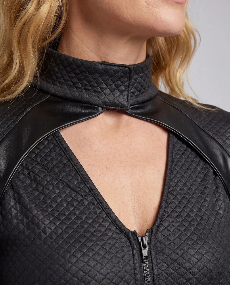 Damen Catsuit Kostüm mit Netzdetails und Accessoires Drune