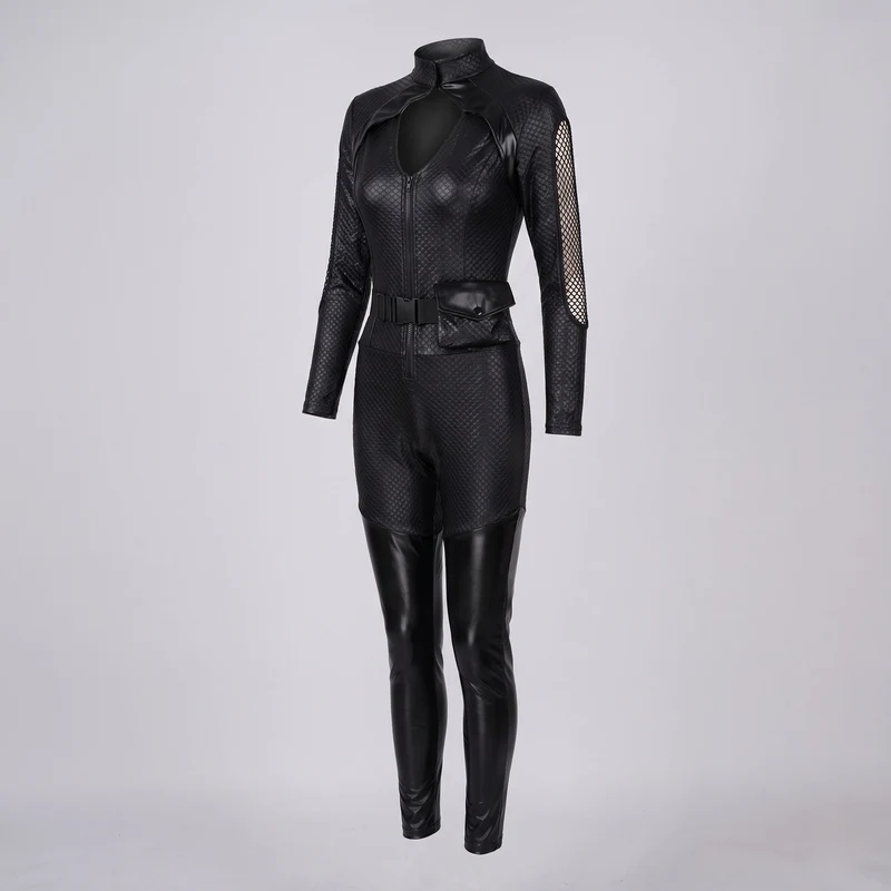 Damen Catsuit Kostüm mit Netzdetails und Accessoires Drune