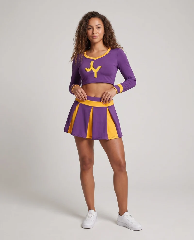 Damen Cheerleader-Kostüm mit Crop-Top und Rock Drune