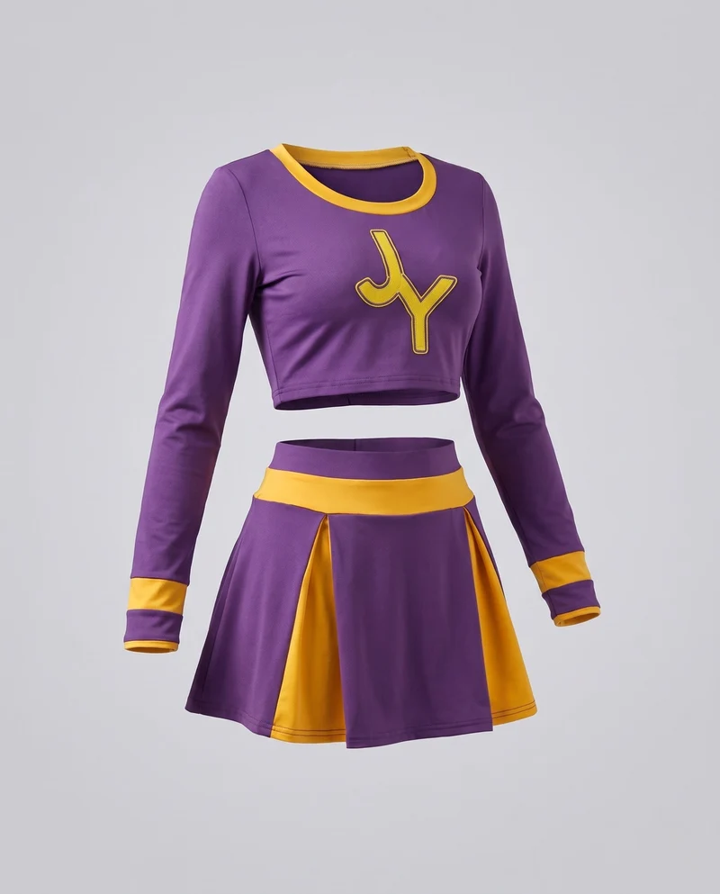 Damen Cheerleader-Kostüm mit Crop-Top und Rock Drune