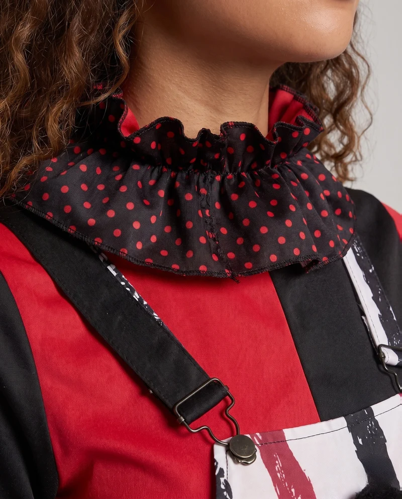 Damen Clown-Kostüm mit verspieltem Rüschendetail und hochgeschlossenem Kragen Drune