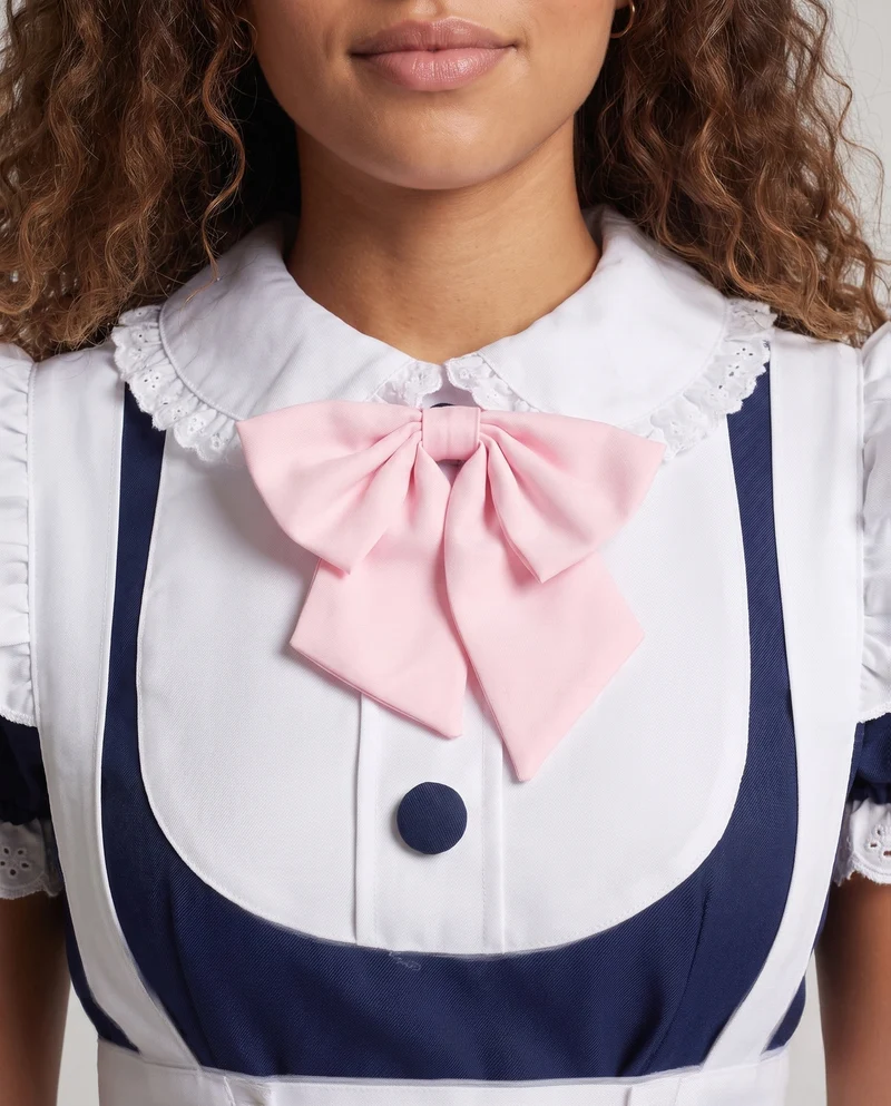 Damen Dienstmädchen-Kleid mit Spitzen- und Rüschenakzenten Drune