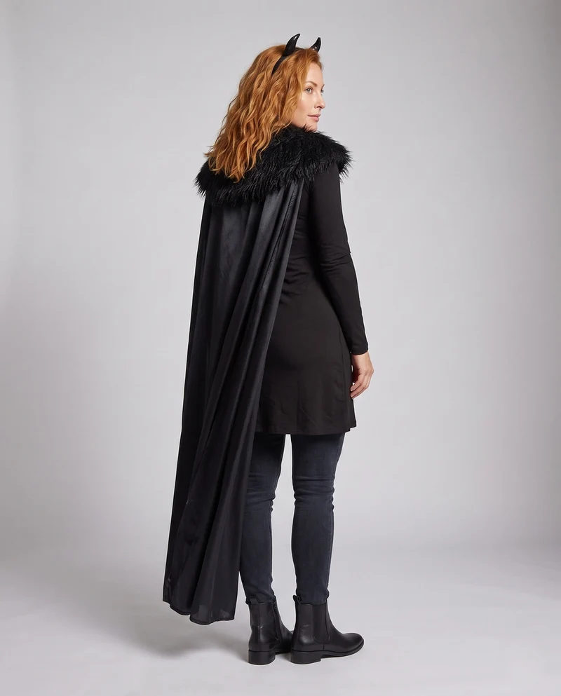 Damen elegantes Kostümkleid mit Kapuze und Schneckenärmeln Drune