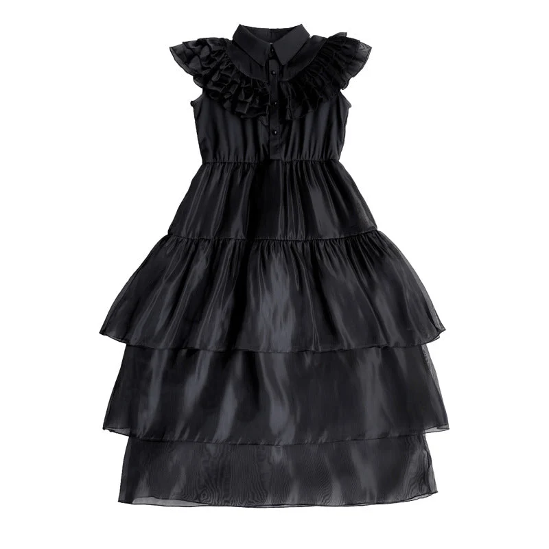 Damen Elegantes Maxi-Kleid mit voluminösen Rüschen und Taillengürtel Drune