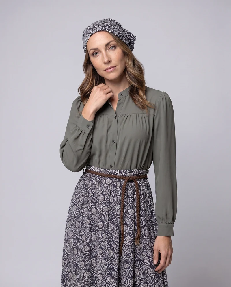 Damen Elegantes Maxikleid mit strukturiertem Oberteil und floralem Rock Drune