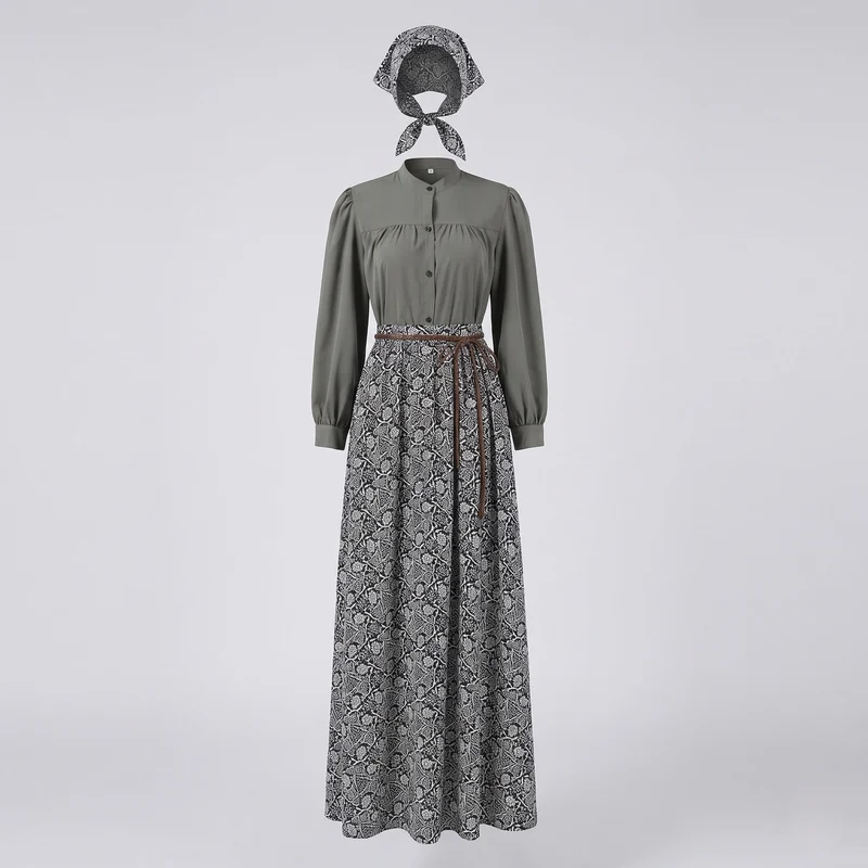 Damen Elegantes Maxikleid mit strukturiertem Oberteil und floralem Rock Drune