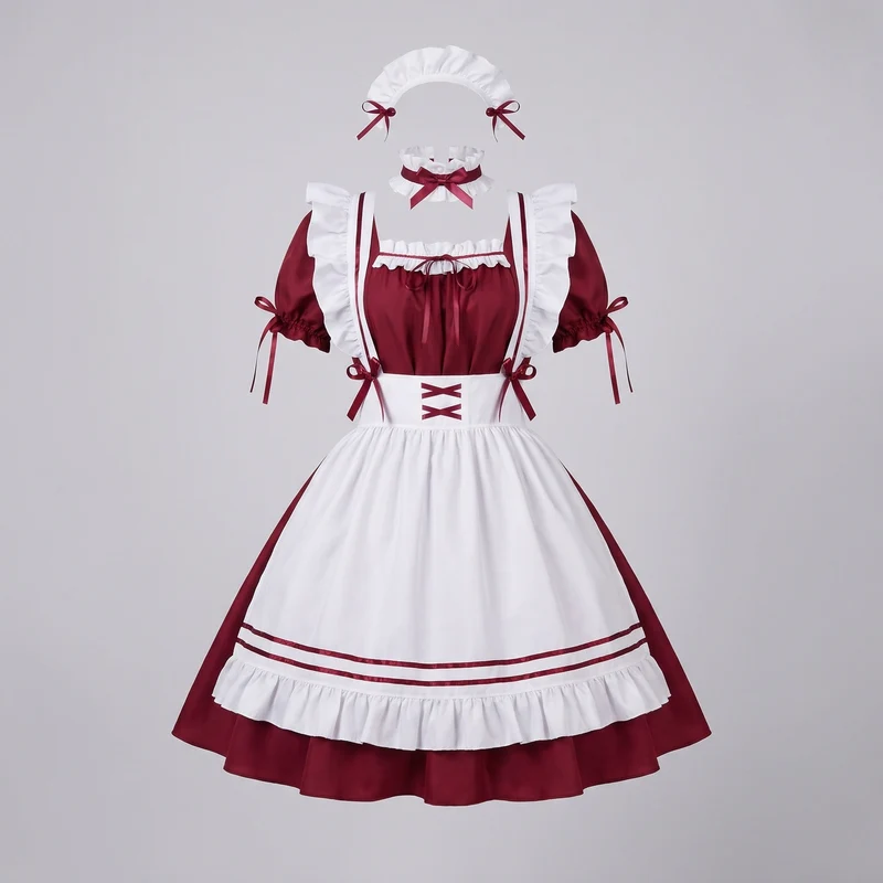 Damen fantasievolles Dienstmädchen-Kostüm mit Rüschen und Satin-Details Drune