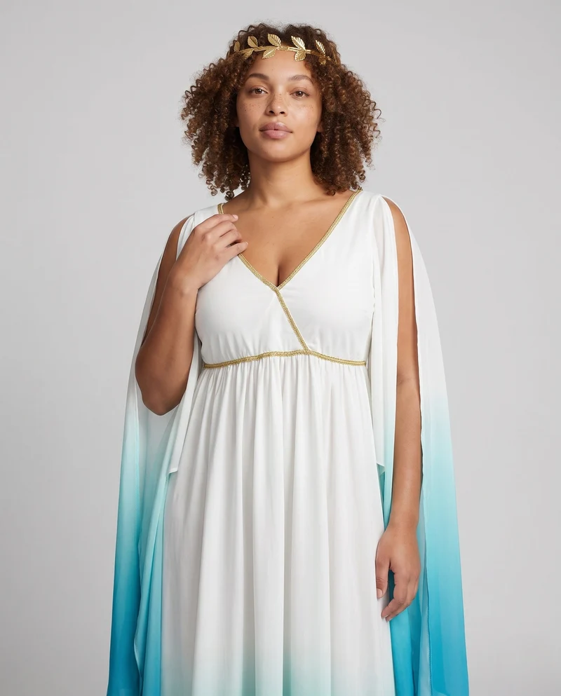 Damen Fließendes Maxi-Kleid mit weiten Ärmeln und Ombre-Effekt Drune