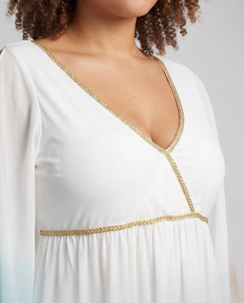 Damen Fließendes Maxi-Kleid mit weiten Ärmeln und Ombre-Effekt Drune