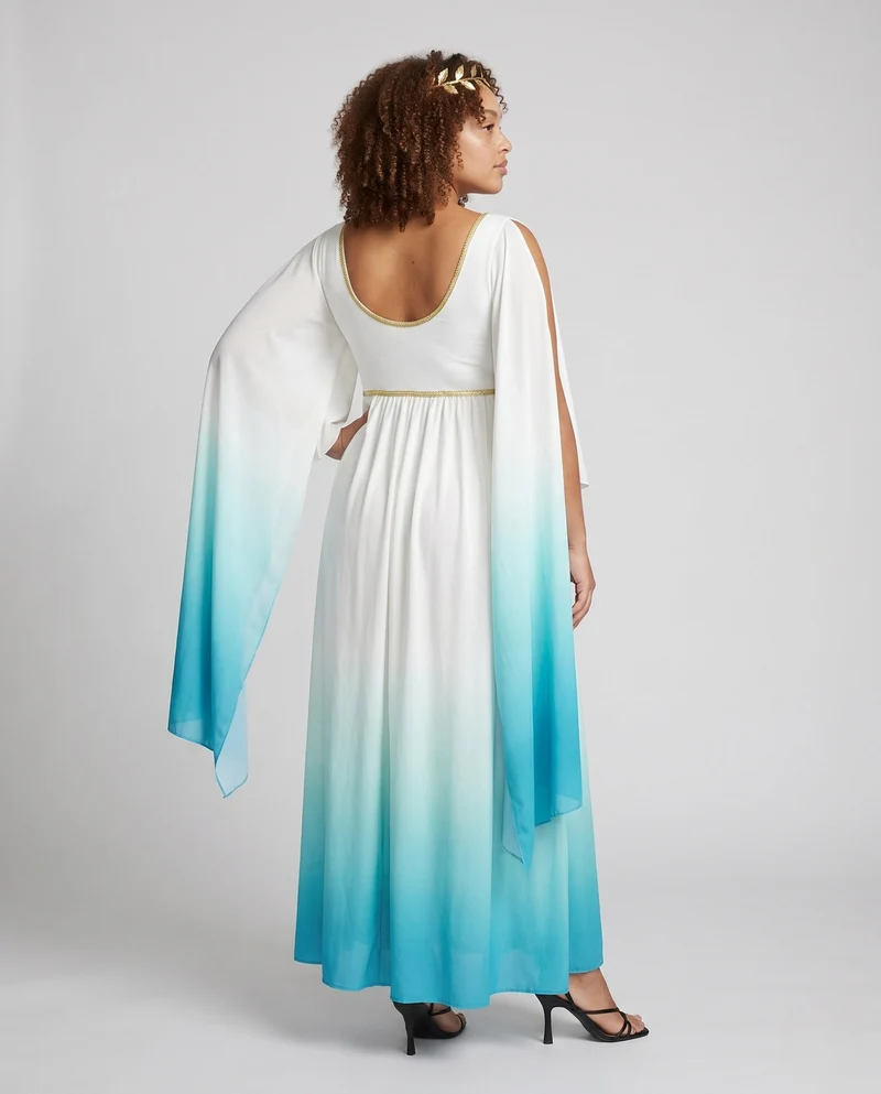 Damen Fließendes Maxi-Kleid mit weiten Ärmeln und Ombre-Effekt Drune