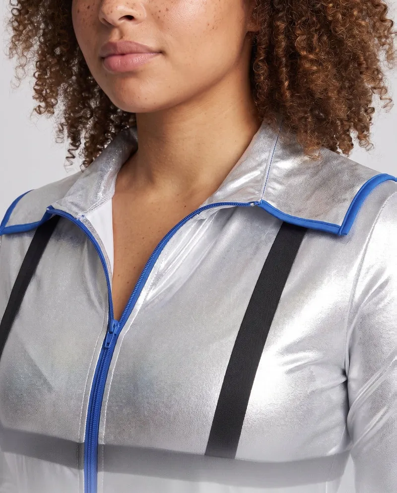 Damen futuristisches Raumanzug-Kostüm mit integrierten Sicherheitsdetails Drune