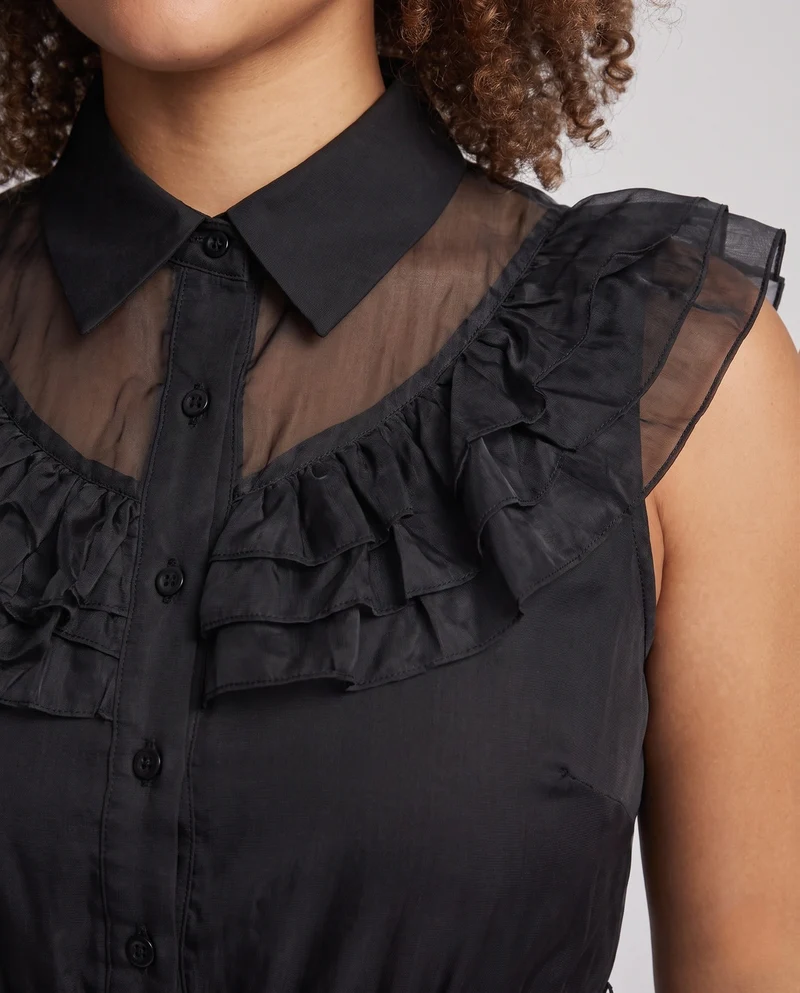 Damen Gartenkleid mit Rüschendetails und tailliertem Gürtel Drune