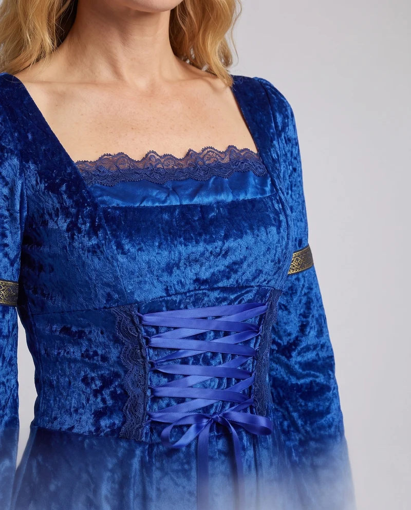 Damen Gothic Kleid mit Spitzenverzierungen und detailreicher Schnürung Drune