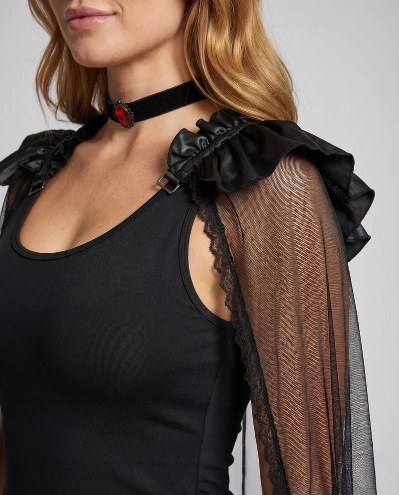 Damen Halloween-Kostümkleid mit transparentem Überrock Drune
