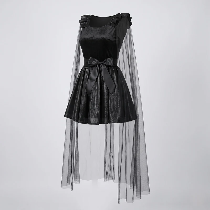 Damen Halloween-Kostümkleid mit transparentem Überrock Drune