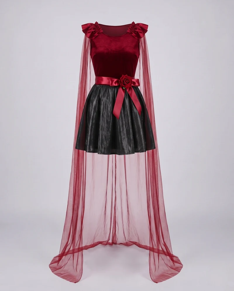 Damen Halloween-Kostümkleid mit transparentem Überrock Drune