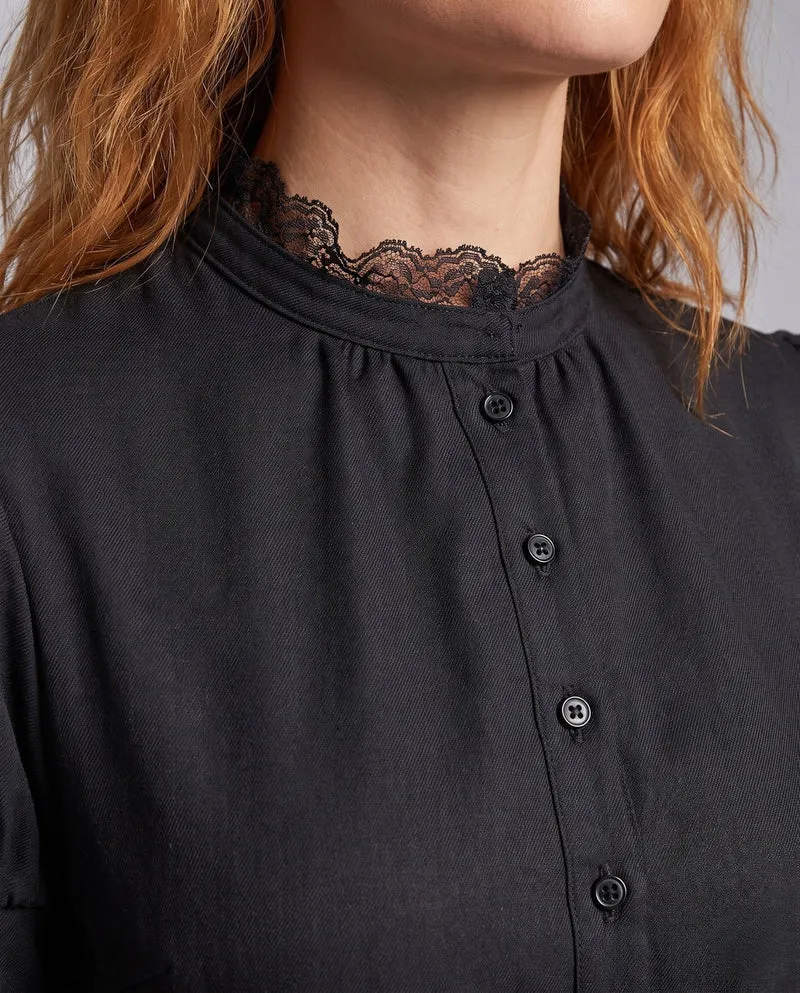 Damen Hexenkleid mit weitem Rock und Spitzenverzierungen Drune