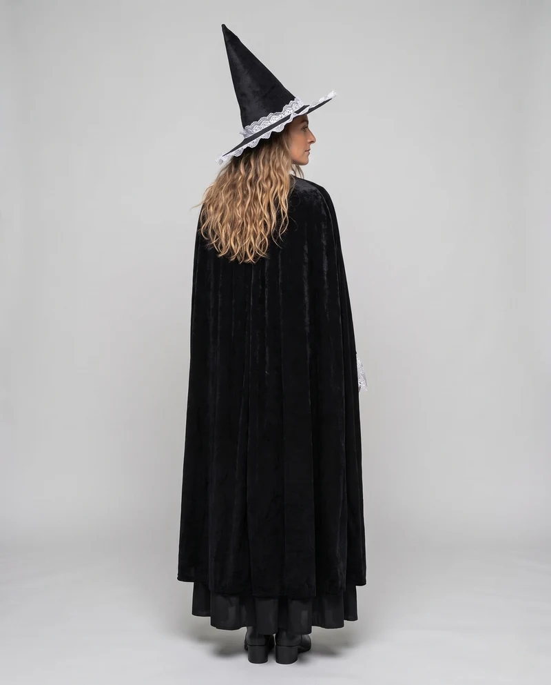 Damen Hexenkostüm mit voluminösem Cape und detailreicher Bluse Drune
