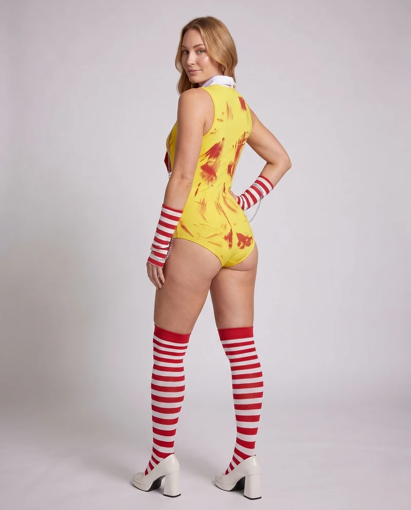 Damen Kostüm im Fast-Food-Stil mit zeitgemäßen Accessoires Drune