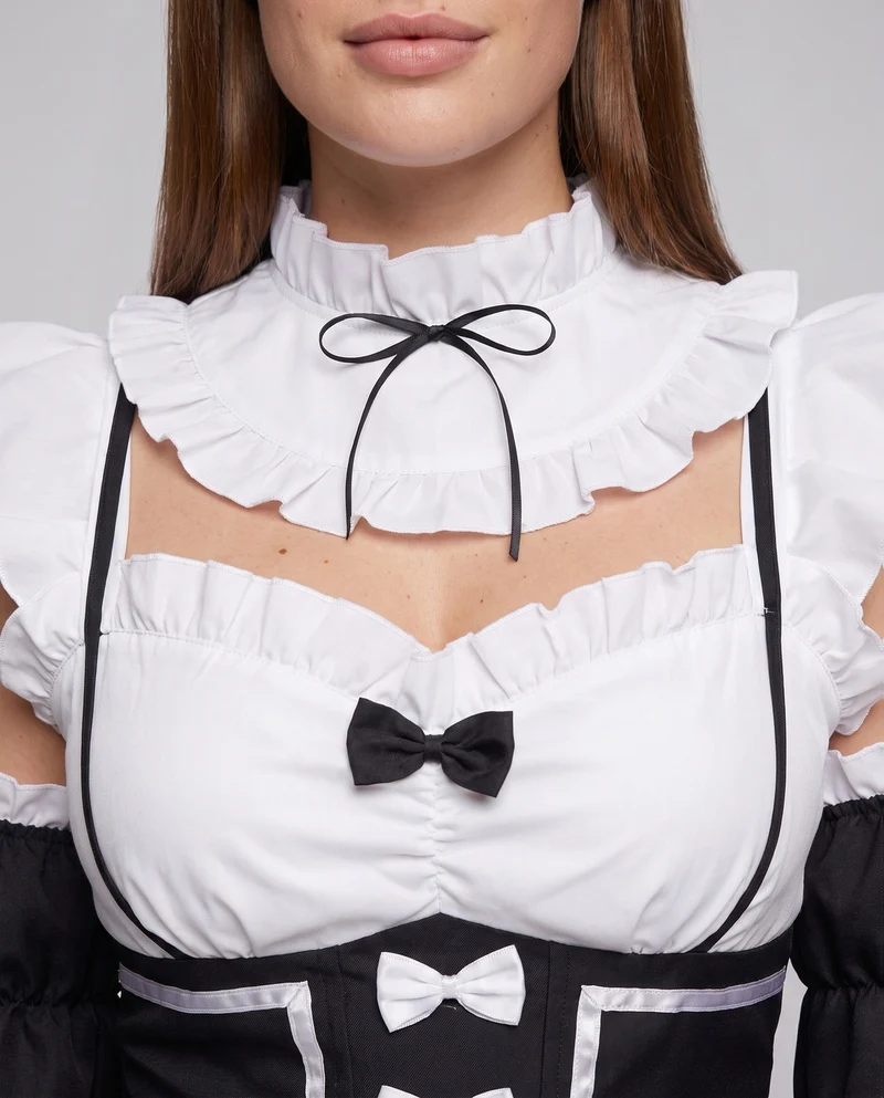 Damen Kostüm mit Rüschendetails und Accessoires Drune