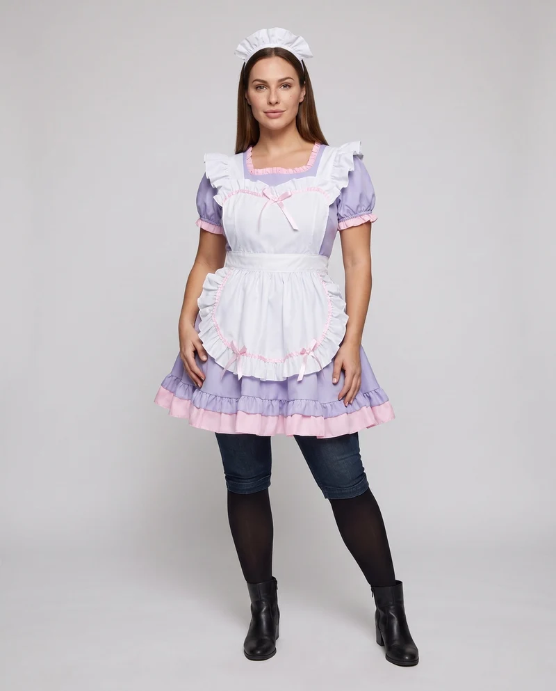 Damen Kostüm mit Rüschendetails und Schürze Drune