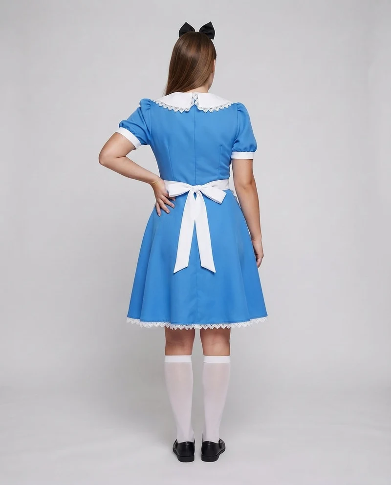 Damen Kostümkleid im Alice im Wunderland Stil mit Schürze Drune