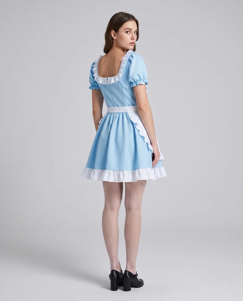 Damen Kostümkleid im Edvardianischen Stil mit Rüschendetails und Schürze Drune