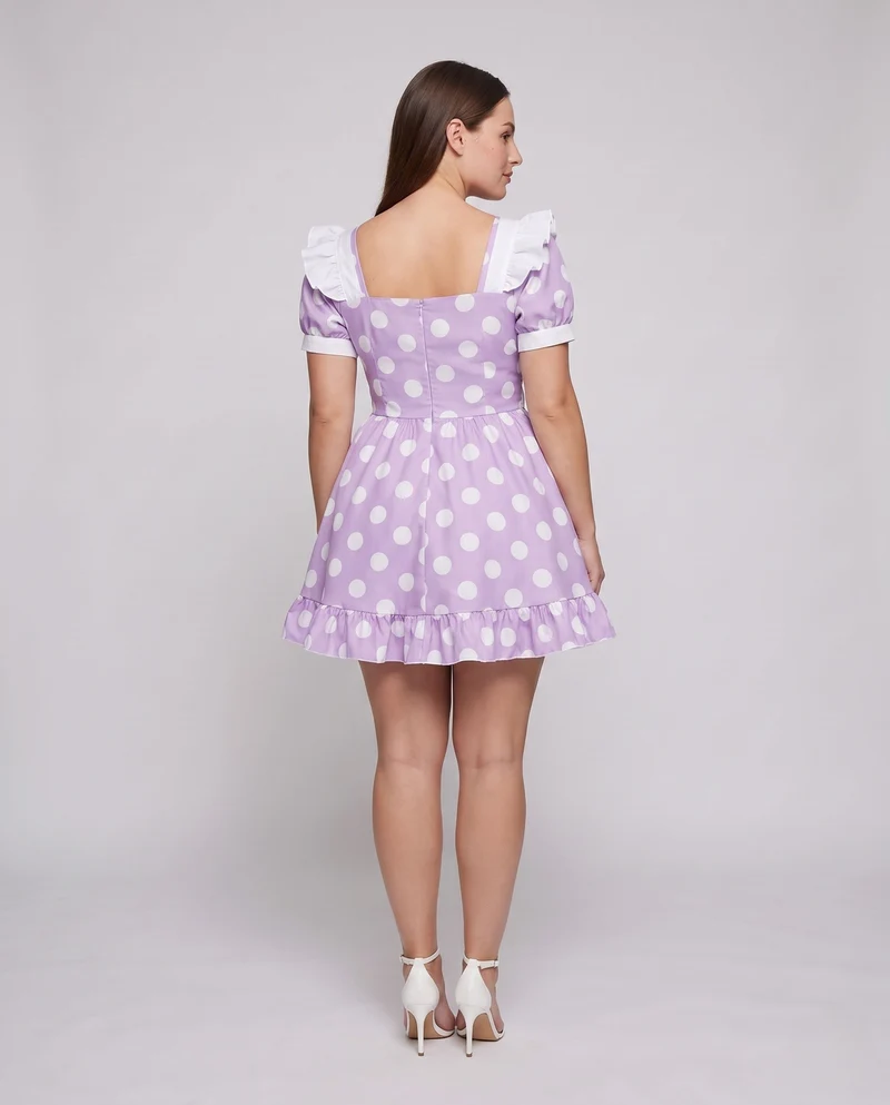 Damen Kostümkleid im verspielten Retro-Stil mit Schürze und Rüschendetails Drune