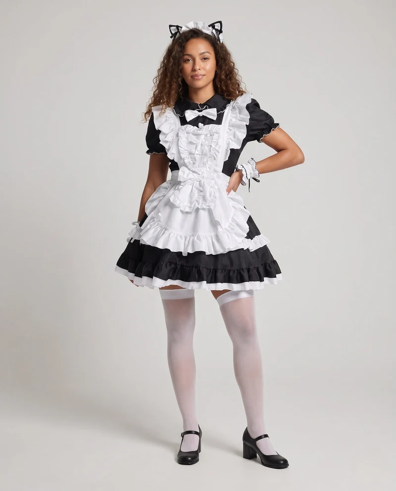 Damen Kostümkleid mit Rüschen Drune