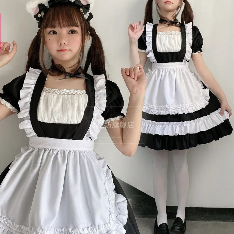 Damen Köstümkleid mit Rüschen und Katzenohren Drune