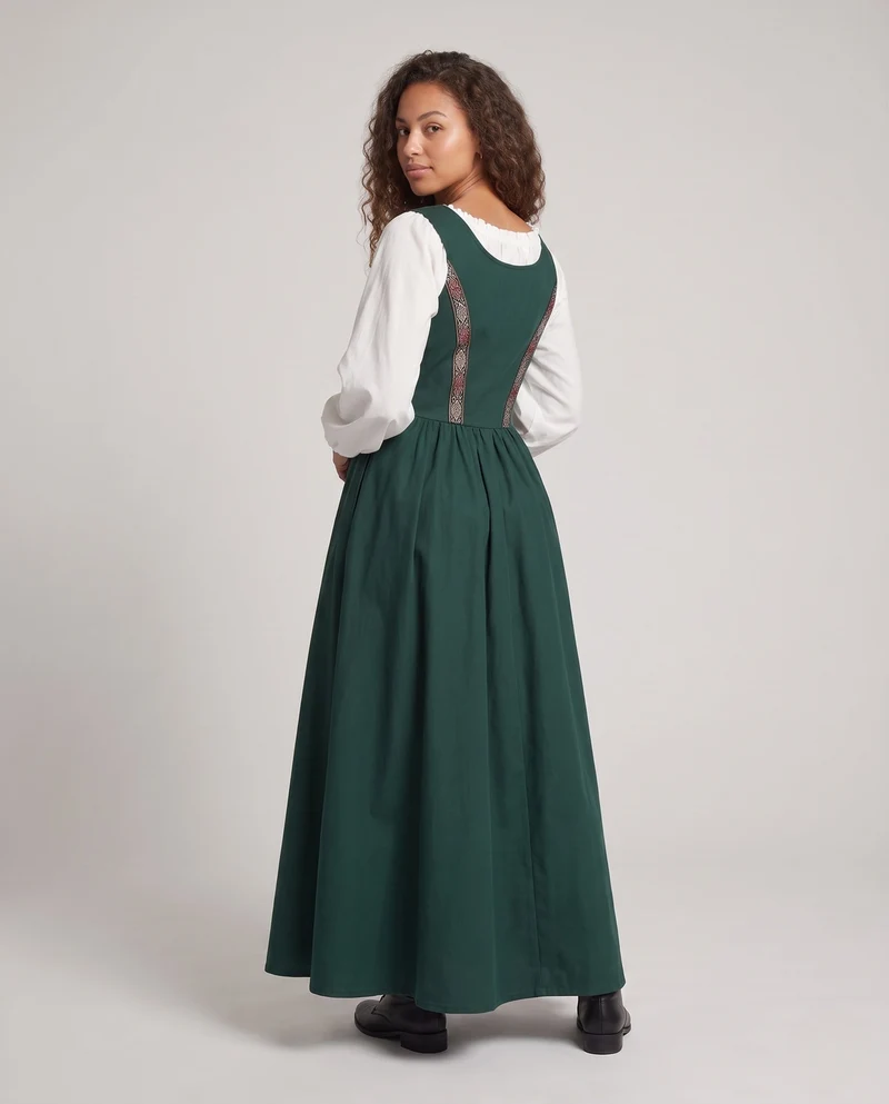Damen Langarm Kleid mit detailreicher Schnürung und floralen Akzenten Drune