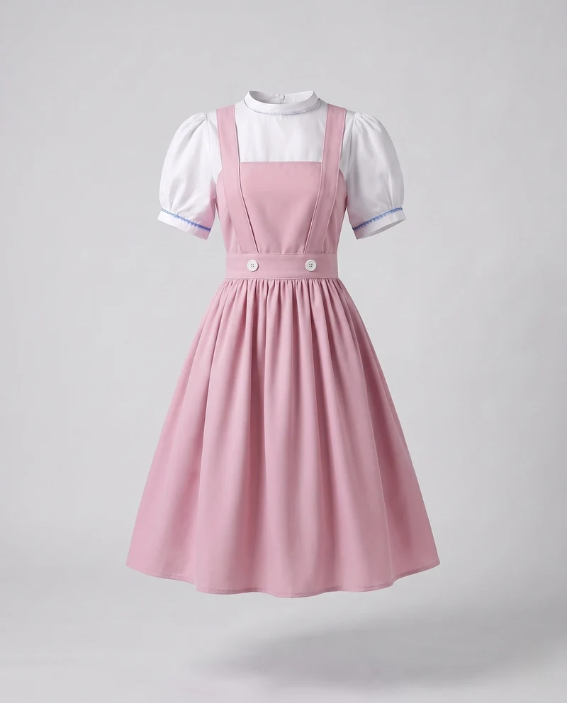 Damen Latzkleid im klassischen Karomuster mit knöpfbarem Oberteil Drune