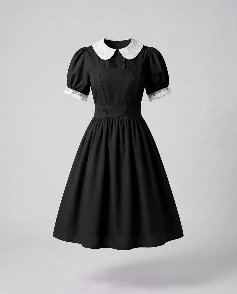 Damen Latzkleid im klassischen Karomuster mit knöpfbarem Oberteil Drune