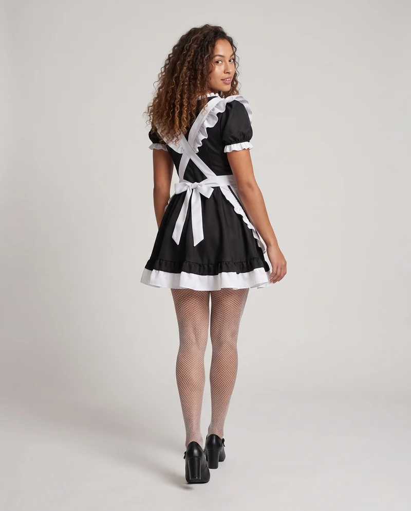 Damen lustiges Dienstmädchenkleid mit Rüschendetails und Schürze Drune