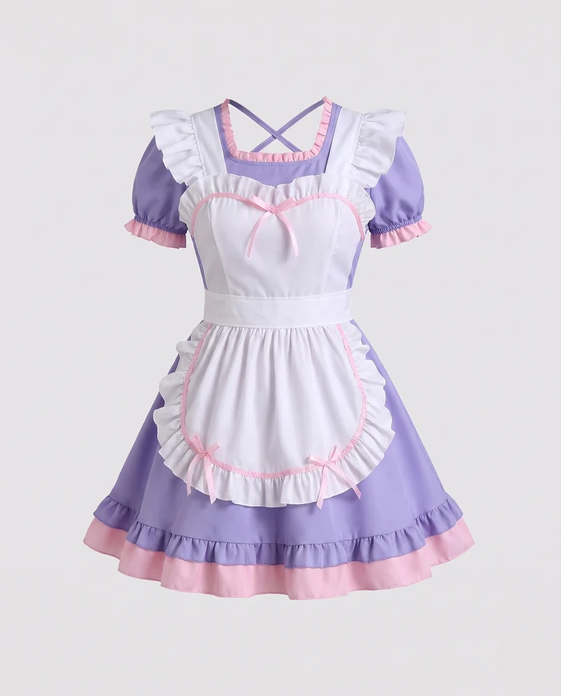 Damen lustiges Dienstmädchenkleid mit Rüschendetails und Schürze Drune